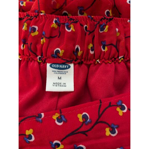 Old Navy Pleated Red Floral Mini Skirt Size Medium - Picture 3 of 6